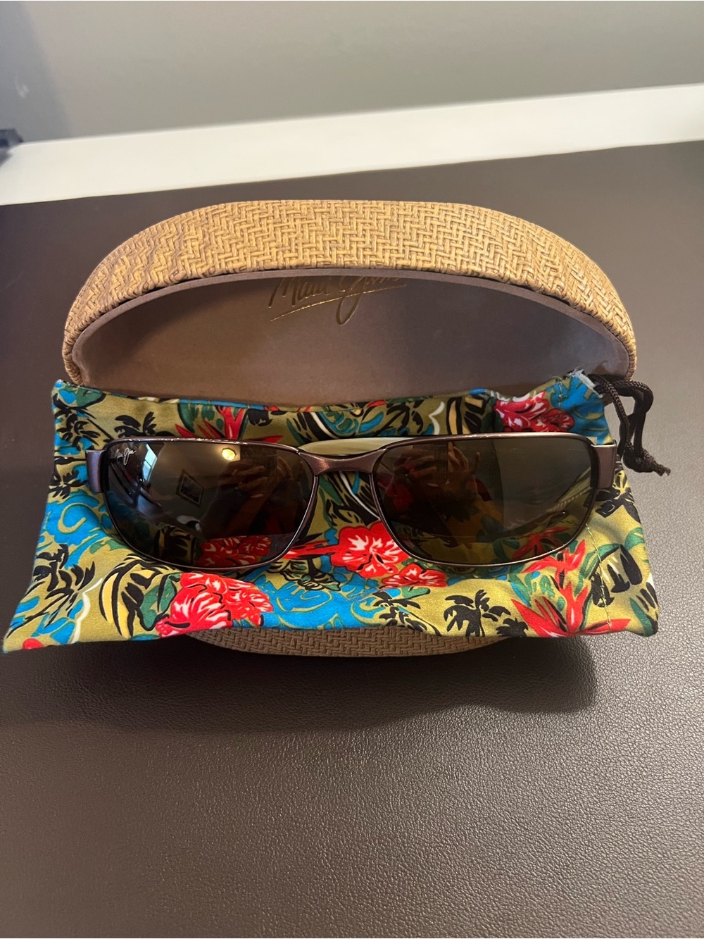 Maui Jim Sunglasses with Brown Lenses and Floral Pouch